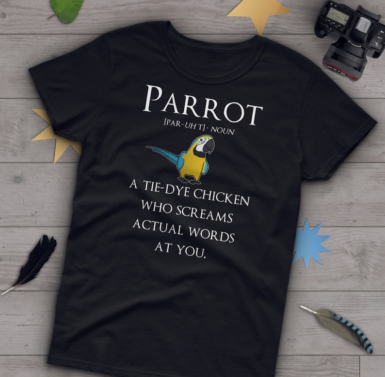 Funny Parrot Shirt, Women Men, Macaw Lover Gift, Cute Bird T-shirt, Parrot Tshirt, Pet Graphic Tee, Tops, Blue and Gold Macaw, Clothing image 1