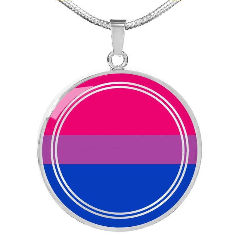 Bi Pride Jewelry Round Charm Pendant Jewellery LGBTQ Gay Sexuality Glass Dome Pendant LGBTQIA LGBT Gift Bisexual Pride Necklace