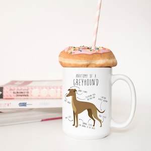 Greyhound Coffee Mug, Cute Fawn Greyhound Gift, Dog Lover, Funny Dog Gift for Her, Him, Pet Animal Cup, Dog Mom, Dog Dad, Dog Anatomy image 6