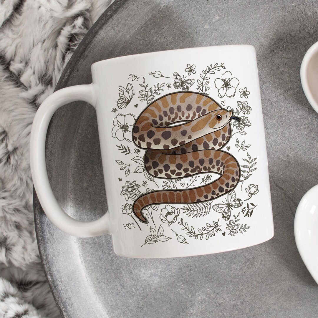 Hognose Snake Coffee Mug, Cute Snake Lover Gift, Flowers Doodle Reptile ...