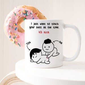 Alla hjärtans dag-kaffemugg, söt årsdagspresent, par, present till henne, honom, rör din rumpa, make, fru, pojkvän, flickvän