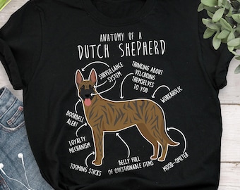 Dutch Shepherd Shirt, Women, Men, Funny Dog Lover Gift, Gold Brindle, Cute Hollandse Herder T-shirt, Pet Tee, Dog Mom, Dog Dad, Top