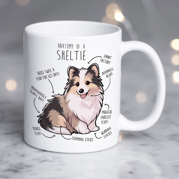 Sheltie Coffee Mug, Cute Sable Shetland Sheepdog Gift, Dog Lover, Funny Gift for Her, Him, Sheltie Mom, Sheltie Dad, Mahogany Sable Collie