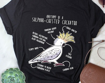 Camiseta de cacatúa de cresta amarilla, para mujer y hombre. Regalo divertido para amantes de los loros. Camiseta con diseño de cacatúa mayor. Ideal para amantes de las aves. También disponible para mamá y papá cacatúa.