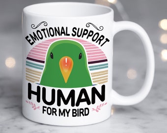 Eclectus papegaai koffiemok, schattige vogel cadeau, huisdierliefhebber, grappig cadeau voor haar, hem, groene mannelijke Eclectus beker, moeder vader emotionele steun ESA