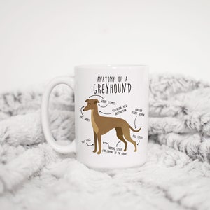 Greyhound Coffee Mug, Cute Fawn Greyhound Gift, Dog Lover, Funny Dog Gift for Her, Him, Pet Animal Cup, Dog Mom, Dog Dad, Dog Anatomy image 7