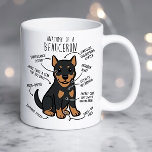 Beauceron Coffee Mug, Funny Cute Cropped Black Tan Beauceron Lover Gift, Dog Mom, Dog Dad, Pet Gift, Berger de Beauce, Bas Rouge