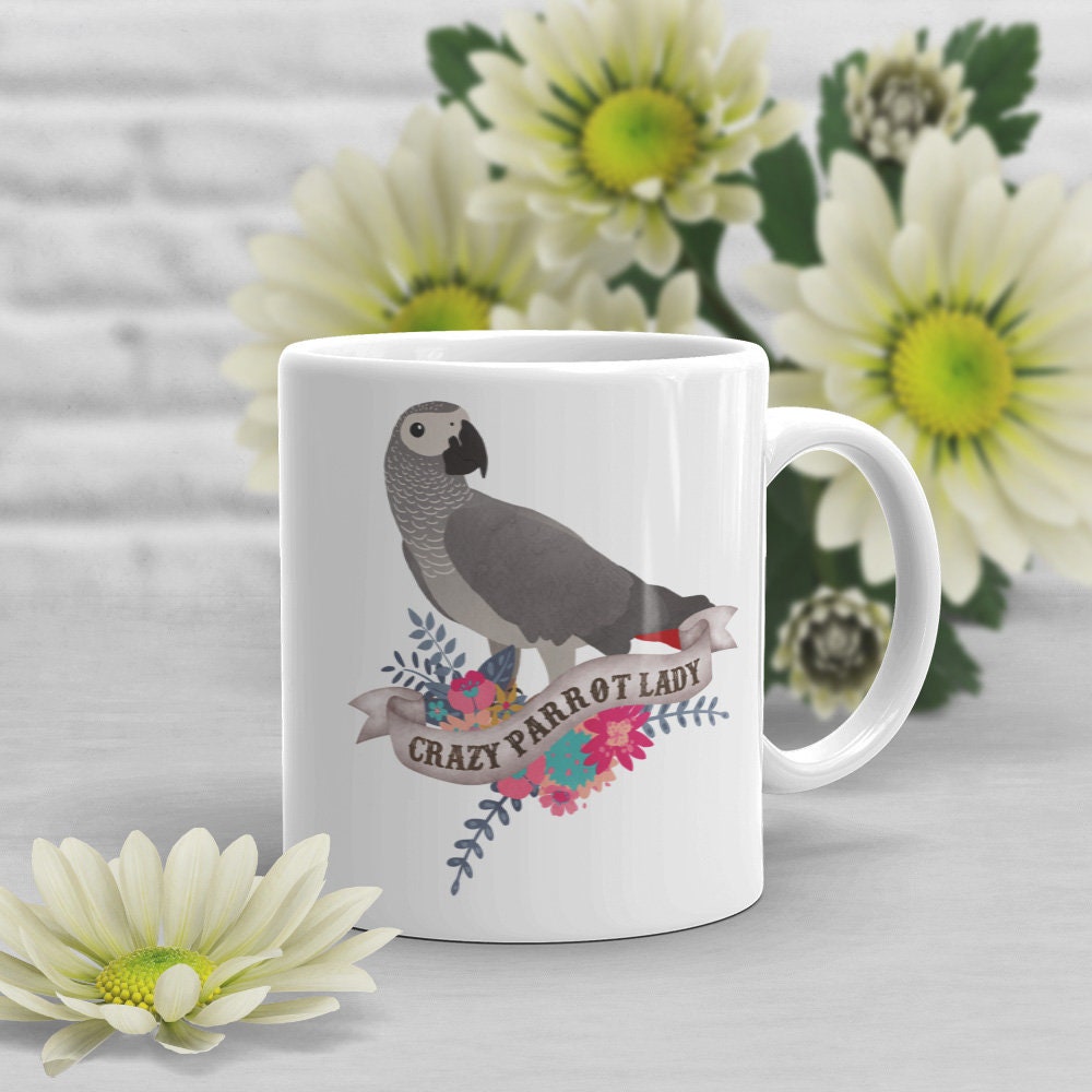 Gift For Her Pet Bird Lover Boss African Grey Parrot Coffee Mug Cute Him 