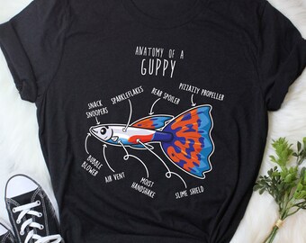 Guppy Shirt, Women, Men, Funny Aquarium Lover Gift, Cute Livebearing Pet Fish T-shirt, Endler Fish Keeping, Tropical Tank Tshirt Mom Dad