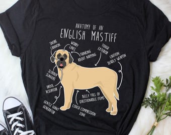 English Mastiff Shirt, Women, Men, Cute Fawn English Mastiff T-shirt, Funny Dog Lover Gift, Pet Tee, Dog Mom, Dad, Sable Tan