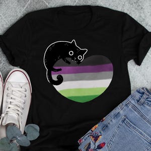 Aroace Pride-tröja, Aroace-flagga, kvinnor, män, Aro Ace Pride-present, HBTQ-tröja, Gay Pride, Aroace Asexuell, Svart katthjärta