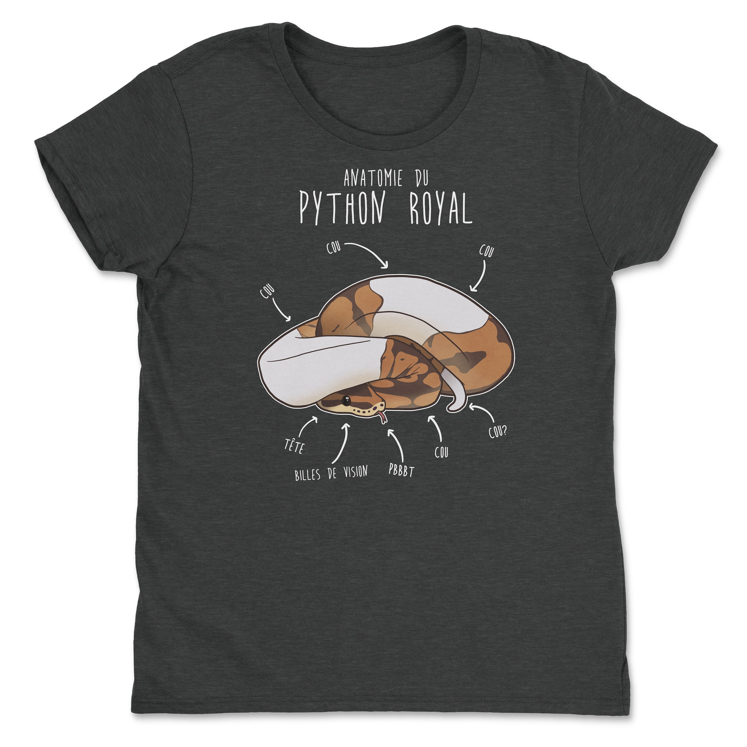Funny Python Shirt Anatomie Du Python Royal, Français French Funny Piebald Ball Python ...