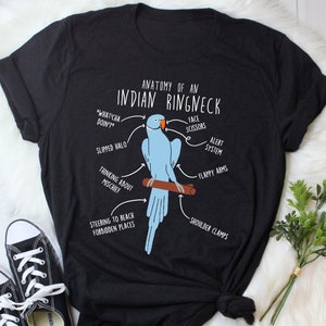 Blue Indian Ringneck Parrot Shirt, Women, Men, Funny Parrot Lover Gift, Cute Pet Bird T-shirt, IRN Mom Tee, Ringnecked Dad Top Rose Ringed
