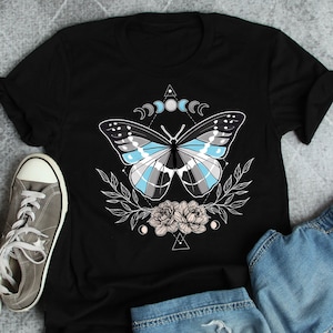 Demiboy Shirt, Demiboy Flag, Demiguy Pride Gift, LGBT T-shirt, Gay Pride Festival Tee, Transgender, Trans, Nonbinary, Butterfly Celestial