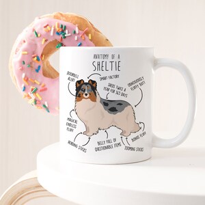 Sheltie Coffee Mug, Cute Color Headed White Shetland Sheepdog Gift, Dog Lover, Funny Gift for Her, Him, Sheltie Mom, Sheltie Dad, Blue Merle