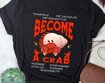 Hermit Crab Shirt, Women, Men, Funny Ocean Lover Gift, Cute Pet Crustacean T-shirt, Hermit Crab Mom Crab Dad, Carcinization Beach Summer Sea