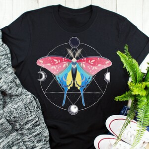 Genderflux Pride Shirt, Non Binary Pride Gift, LGBT T-shirt Genderfluid Flag Tee Transgender Trans Subtle Luna Moth Moon Phase Cottagecore