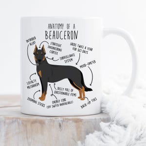 Beauceron Coffee Mug, Funny Cute Cropped Black Tan Beauceron Lover Gift, Dog Mom, Dog Dad, Pet Gift, Berger de Beauce, Bas Rouge