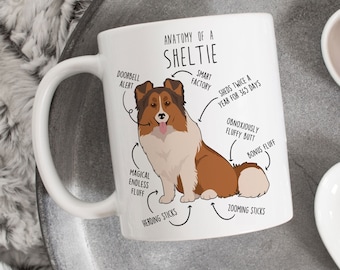 Taza de café con diseño de Sheltie, adorable regalo de perro pastor de Shetland color sable, para amantes de los perros, regalo divertido para ella, él, mamá de Sheltie, papá de Sheltie, Mini Collie