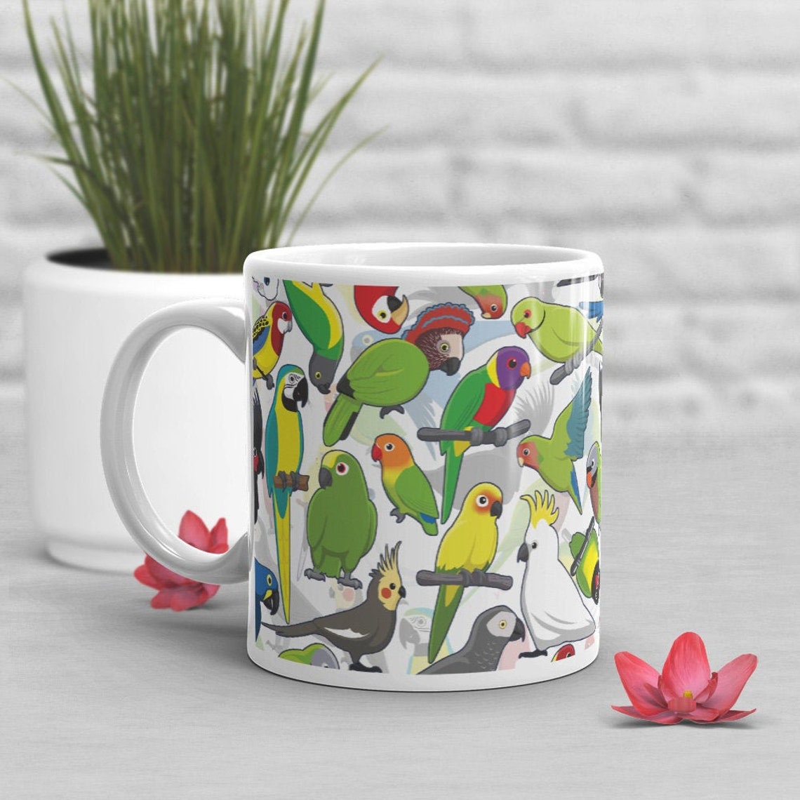 Parrot Coffee Mug Cute Bird Gift Pet Lover Macaw Parakeet Etsy