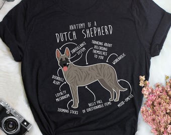 Dutch Shepherd Shirt, Women, Men, Funny Dog Lover Gift, Silver Brindle, Cute Hollandse Herder T-shirt, Pet Tee, Dog Mom, Dog Dad, Top