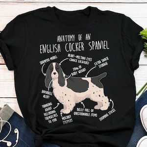 English Cocker Spaniel Shirt, Women, Men, Cute Black and White Cocker Spaniel T-shirt, Funny Dog Lover Gift, Pet Tee, Dog Mom, Dog Dad