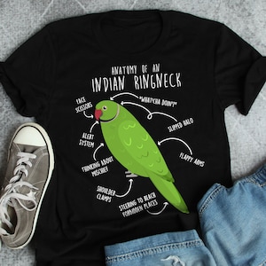 Indian Ringneck Parrot Shirt, Women, Men, Funny Green Parrot Lover Gift, Cute Pet Bird T-shirt, IRN Mom Tee, Ringnecked Dad Top Rose Ringed