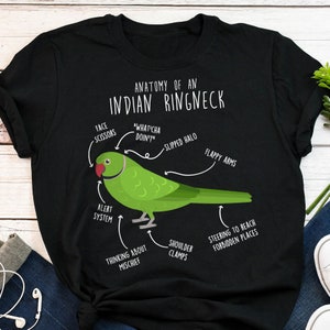 Indian Ringneck Parrot Shirt, Women, Men, Funny Green Parrot Lover Gift, Cute Pet Bird T-shirt, IRN Mom Tee, Ringnecked Dad Top Rose Ringed