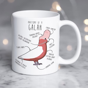 Lutino Galah kaffemugg, söt papegojagåva, fågelälskare, rolig present till henne, honom, rosenknäppt kakadua mammamugg, kakadua pappa, australisk