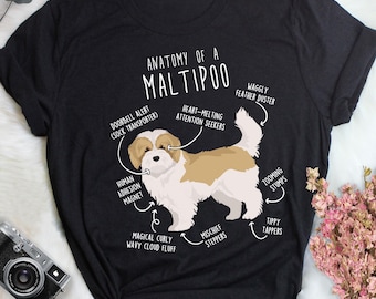 Cream and White Maltipoo Shirt, Women, Men, Funny Bicolor Maltipoo Dog Lover Gift, Cute Parti Maltipoo T-shirt Doodle Tshirt Pet Tee Mom Dad