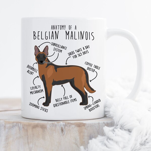 Belgian Malinois Coffee Mug, Funny Cute Belgian Malinois Lover Gift, Dog Mom, Dog Dad, Pet Gift for Her, Him, Shepherd, Mahogany Red Mal