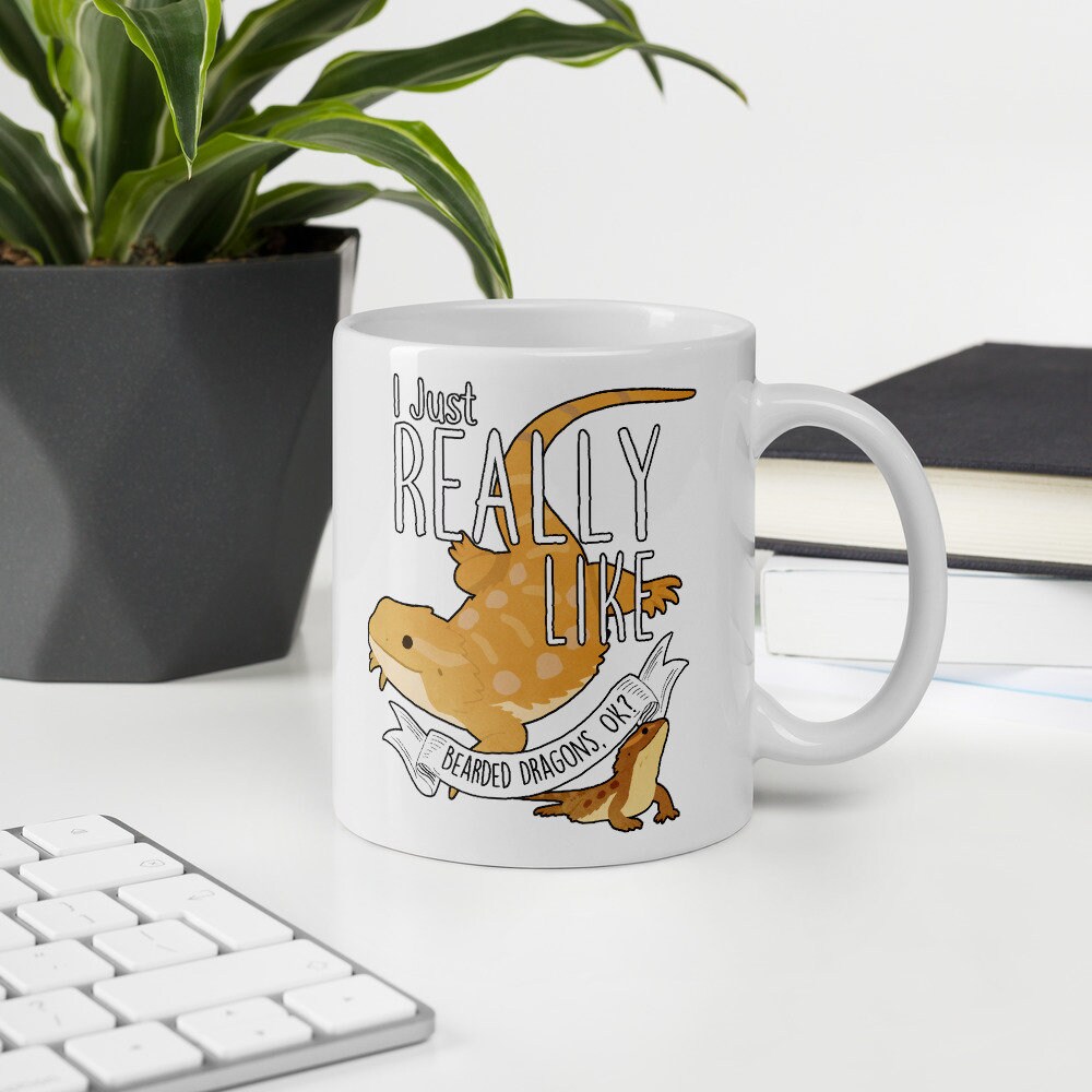 Tazza da caffè con drago barbuto, lucertola, mamma, papà