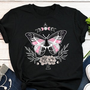 Demigirl Shirt, Demigirl Flag, Pride Gift, LGBT T-shirt, Gay Pride Festival Tee, Transgender, Trans, Nonbinary, Butterfly Celestial