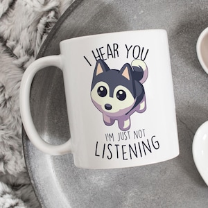 Husky Coffee Mug, Cute Siberian Husky Gift, Wolf Lover, Dog Cup, Gift for Her, Him, Grey Gray, Funny Pet, Husky Mom Dad Furry Fandom
