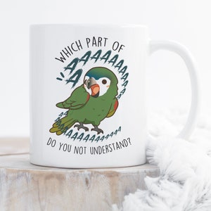 Hahn&#39;s Macaw Coffee Mug, Cute Pet Parrot Gift, Bird Lover, Funny Gift for Her, Him, Cup, Mini Macaw Mom, Macaw Dad, Scream, Red Shouldered