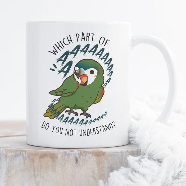 Hahn's Macaw Coffee Mug, Cute Pet Parrot Gift, Bird Lover, Funny Gift for Her, Him, Cup, Mini Macaw Mom, Macaw Dad, Scream, Red Shouldered