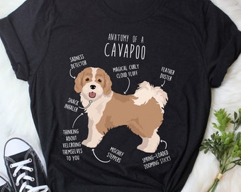 Parti Cavapoo Shirt, Frauen, Männer, lustiges Cavapoo Hundeliebhaber Geschenk, süßes Cavoodle T-Shirt, Gekritzel-Pudel-Mix-Kreuz-T-Shirt Haustier-T-Stück Cavapoo Mama Papa