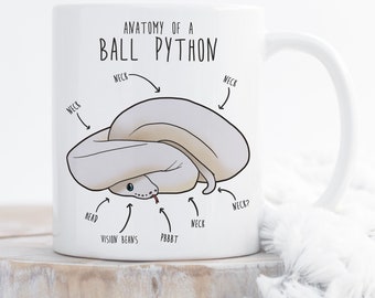 Leucistische Ball Python Kaffeetasse, niedliche weiße Schlangen-Liebhaber Geschenk, lustige Reptilien Tasse, Geschenk für ihn, sie, Tasse, Anatomie, Schlangenmutter, Schlangenpapa