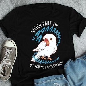 White Indian Ringneck Parrot Shirt, Women, Men, Funny Albino Parrot Lover Gift, Cute Pet Bird T-shirt, IRN Mom Tee, Ringnecked Dad Top