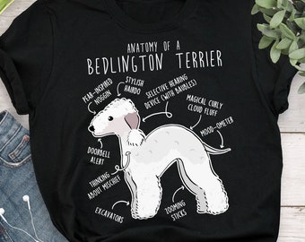 Bedlington Terrier Shirt, Women, Men, Funny Dog Lover Gift, Cute Bedlington Terrier Mom Dad T-shirt, Dog Tshirt, Pet Tee, Dog Anatomy Humor