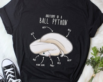 Camiseta com estampa de píton-bola leucística, feminina e masculina, camiseta de réptil, presente divertido para amantes de cobras brancas, camiseta de réptil, camiseta fofa de cobra, camiseta para pais e mães com estampa de píton-bola.