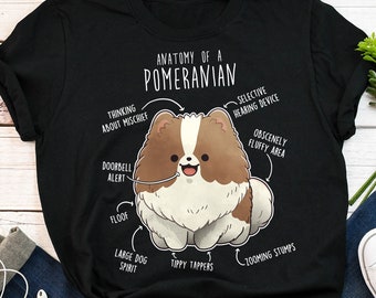 Camiseta de Pomerania, unisex, regalo divertido para amantes de los perros, camiseta adorable de Pomerania, camiseta de Pomerania marrón y blanca, camiseta para mascotas, mamá Pomerania, papá perruno