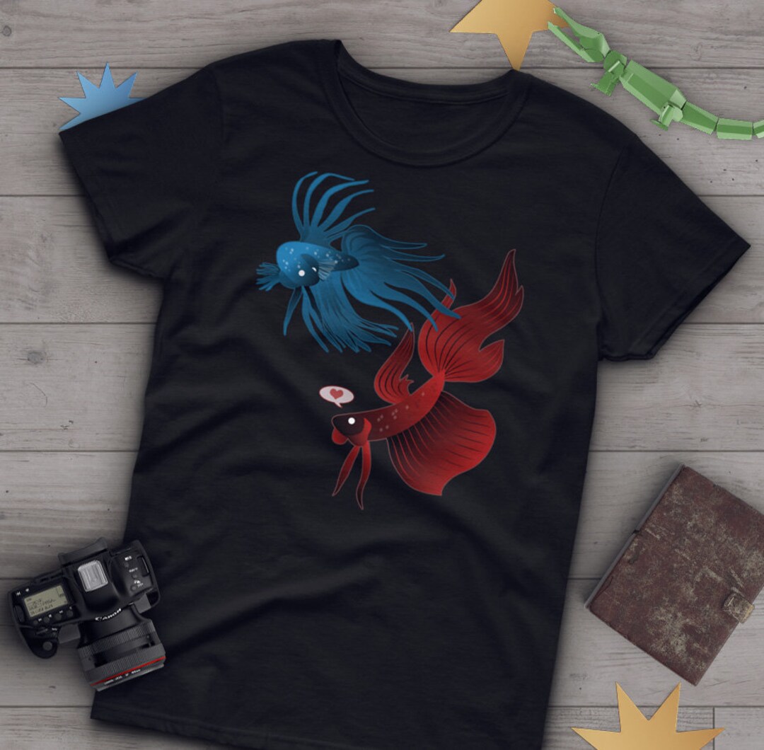 Betta Fish Shirt, Women Men, Betta Lover Gift, Cute Siamese Fighting ...