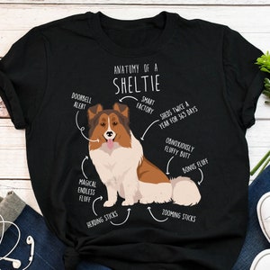 Sheltie Shirt, Women, Men, Funny Dog Lover Gift Cute Color Headed White Shetland Sheepdog T-shirt Pet Tee Sheltie Mom Dog Dad Top Sable