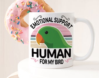 Eclectus papegaai koffiemok, schattige vogel cadeau, huisdierliefhebber, grappig cadeau voor haar, hem, groene mannelijke Eclectus beker, moeder vader emotionele steun ESA