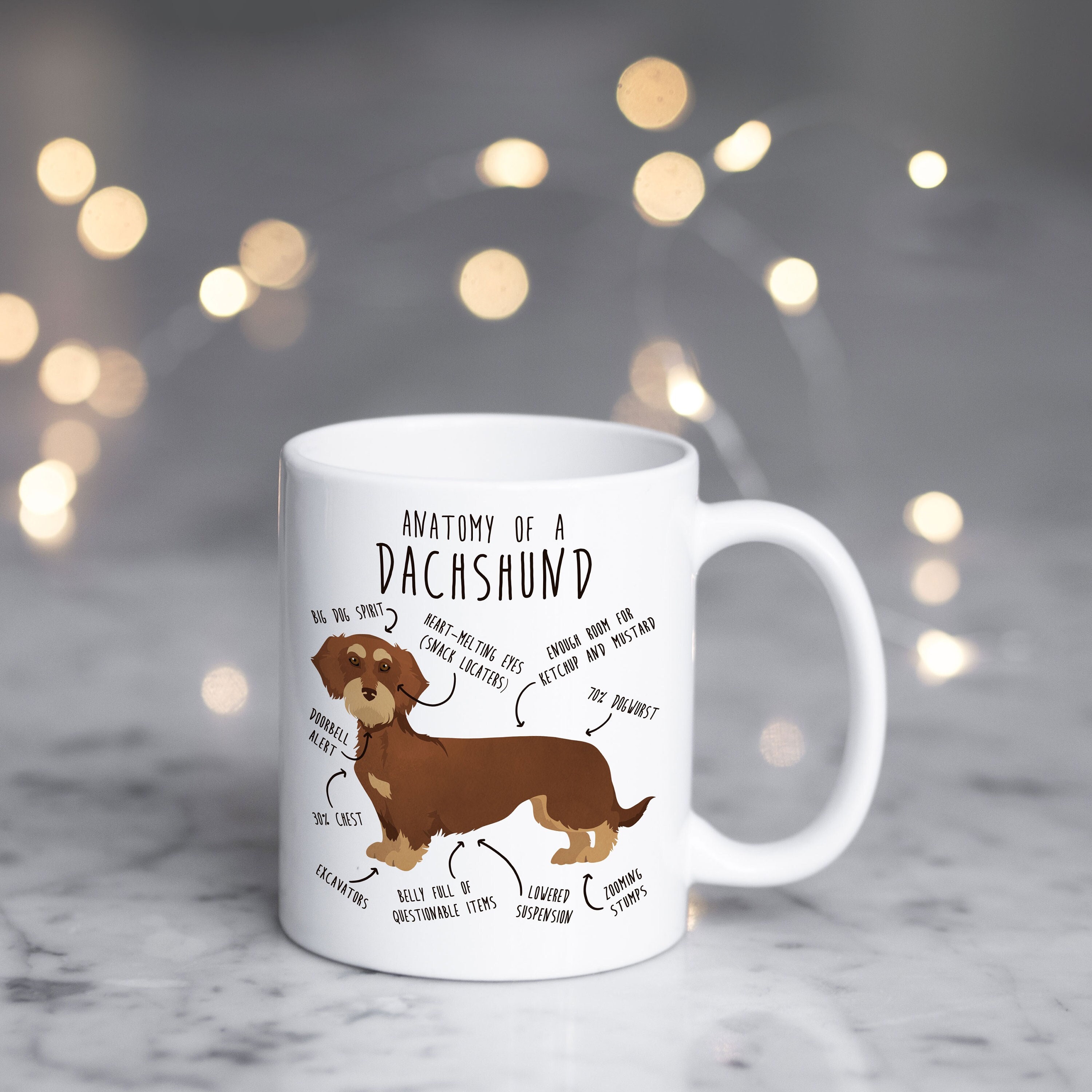 Tasse à Café Teckel à Poil Dur, Cadeau Pour Chien Weiner Brun Chocolat Rouge Mignon Animal De Compagnie, Amoureux Des Chiens Saucisses, Cadeau Drôle Pour Elle, Lui, Maman Doxie, Papa
