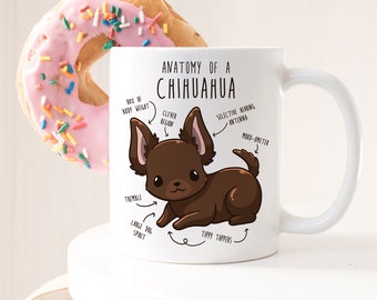 Taza de café con forma de chihuahua de chocolate, regalo adorable para amantes de los perros, regalo divertido para ella, él, mascota, mamá de perros, papá de perros, chihuahua