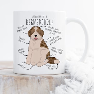 Bernedoodle koffiemok, parti chocolade Merle Bernedoodle cadeau, schattige hondenliefhebber, hond moeder vader doodle poedel mix Berner Sennenhond kruis rood