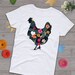 Chicken Shirt, Women Men, Chicken Lover Gift, Cute Bird T-shirt, Chook Tshirt, Pet Graphic Tee, Tops, Hen Clothing, Flowers, Grey, Purple