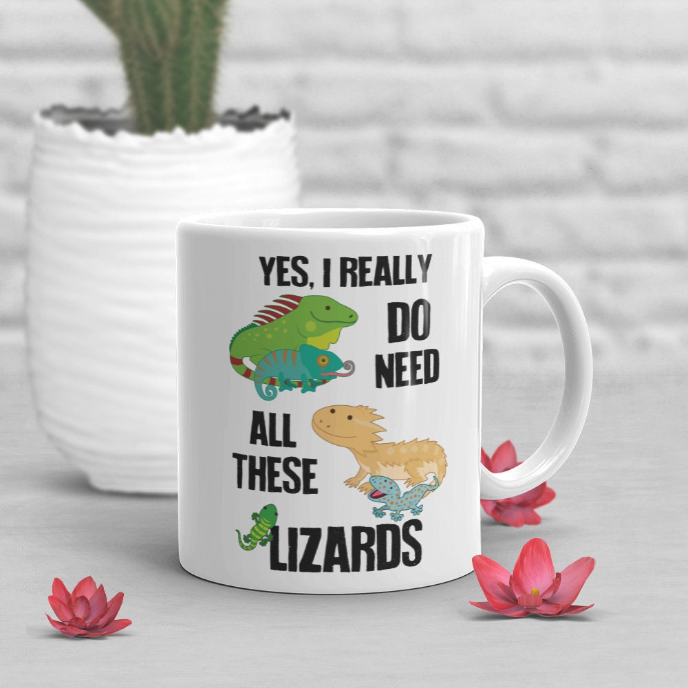 Lizard Coffee Mug, Cute Bearded Dragon Gift, Reptile Lover, Funny Leopard Gecko Mug, Gift for Her Him Housewarming Birthday Iguana Chameleon